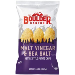 Boulder Canyon Malt Vinegar & Sea Salt Kettle Style Potato Chips 6.5oz 12ct